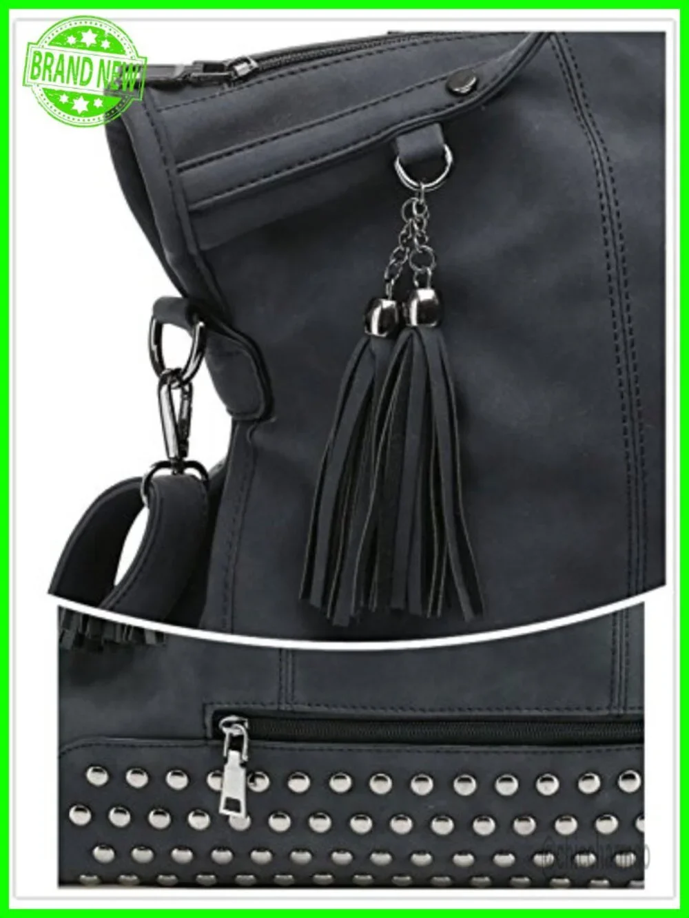 Gothic Studded Faux Leather Tote Bag Punk Rivet Satchel Handbag Shoulder Purse